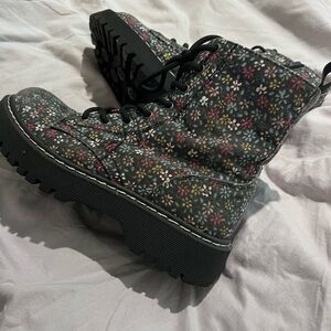 Floral Combat Boots